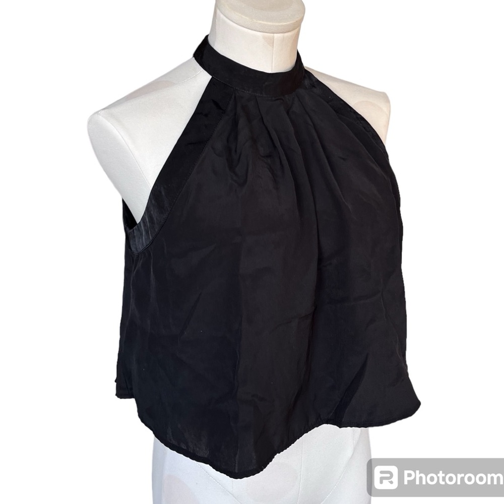 BCBG Cropped Halter Neck Flowy Blouse